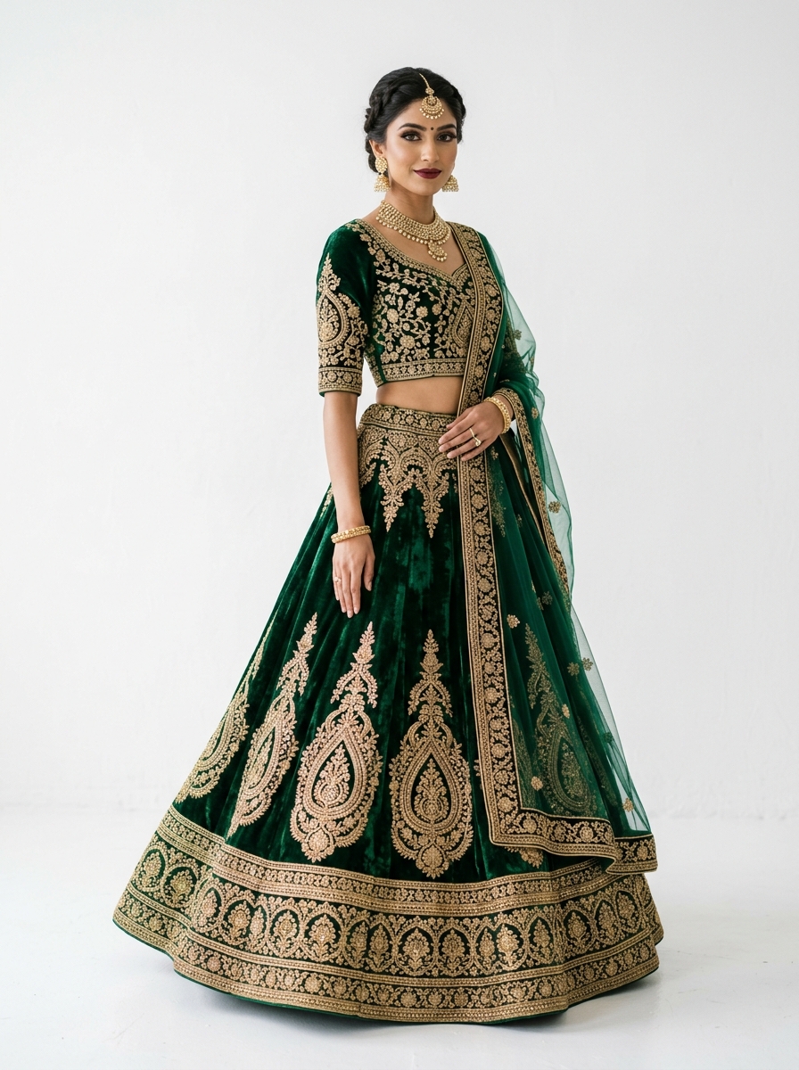 Emerald Heritage Silk Draped Outfit